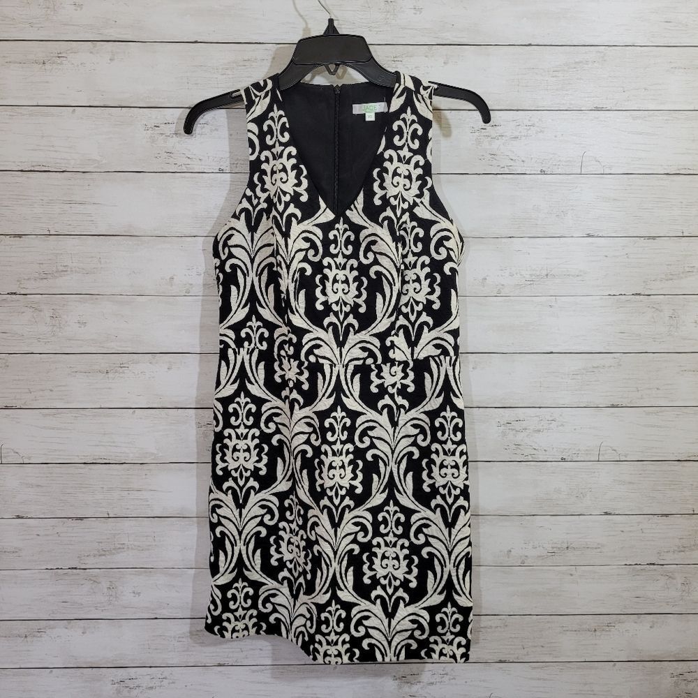 Jade‎ Black & White V Neck  Jacquard Dress Work Career Size XS